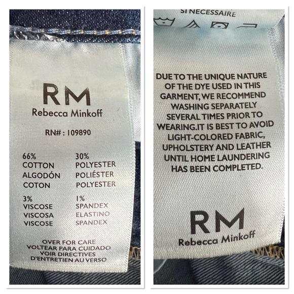 Rebecca Minkoff High Waist Stretch‎ Wide Leg Jeans Indigo Cotton Blend Sz 10 - Picture 8 of 9